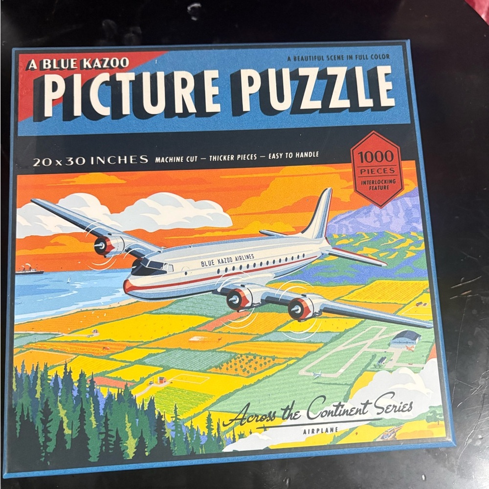 Picture Puzzle - Airplane Scene (Blue)
